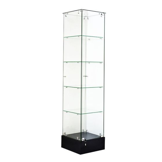 SDSC-GS20/ Glass Square Display Tower with Black Base