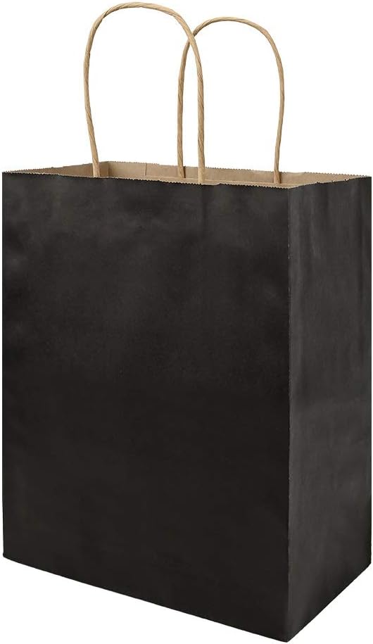 Sacs en papier kraft noir 100 % recyclé avec poignées