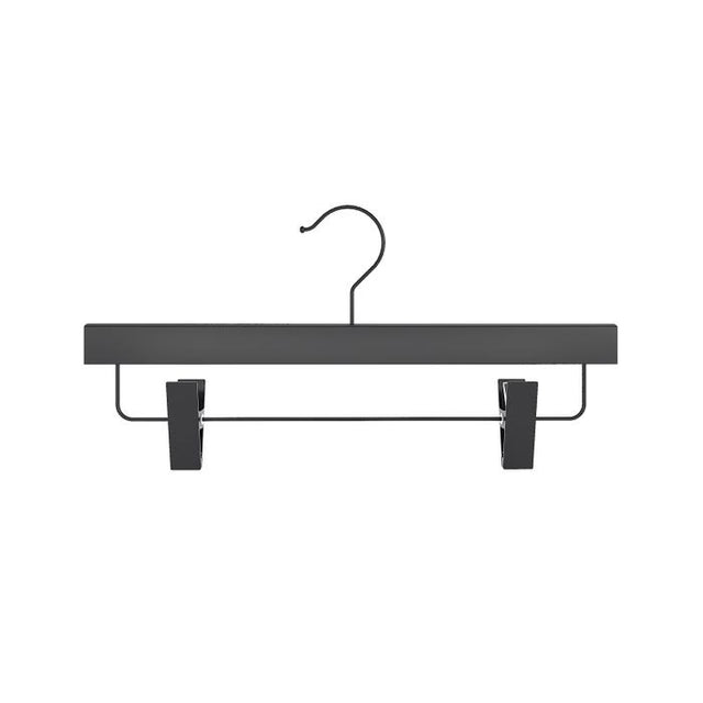 14" Long Wooden Pant & Skirt Hanger With Clips - Black or White