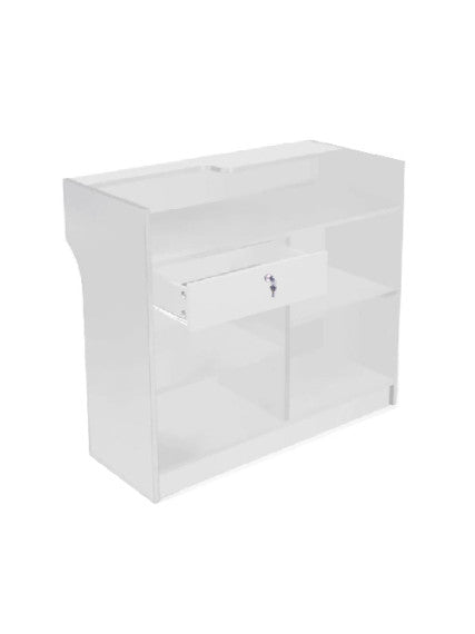 Ledgetop Reception & Transaction Counter – Slatwall Front & Storage | Multiple Sizes and Colors
