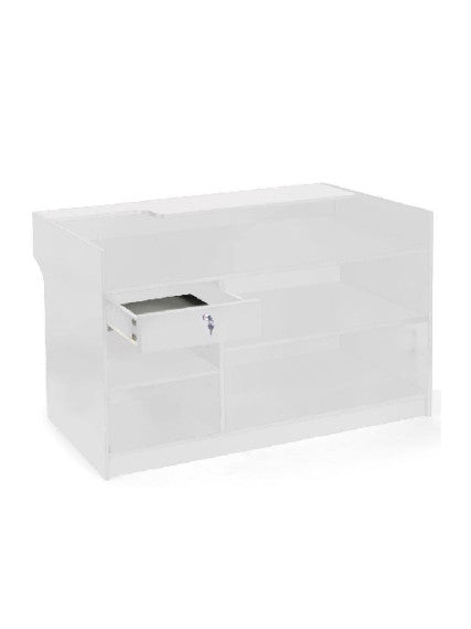 Ledgetop Reception & Transaction Counter – Slatwall Front & Storage | Multiple Sizes and Colors
