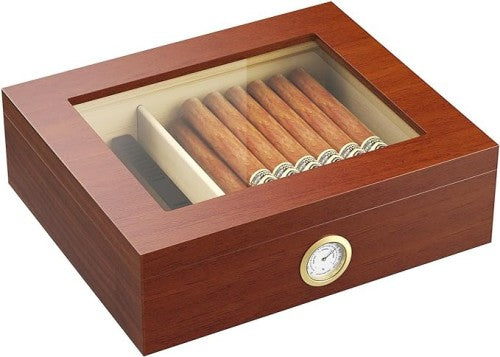 Glass top Cigar Humidor Cedar Wooden Desktop Box