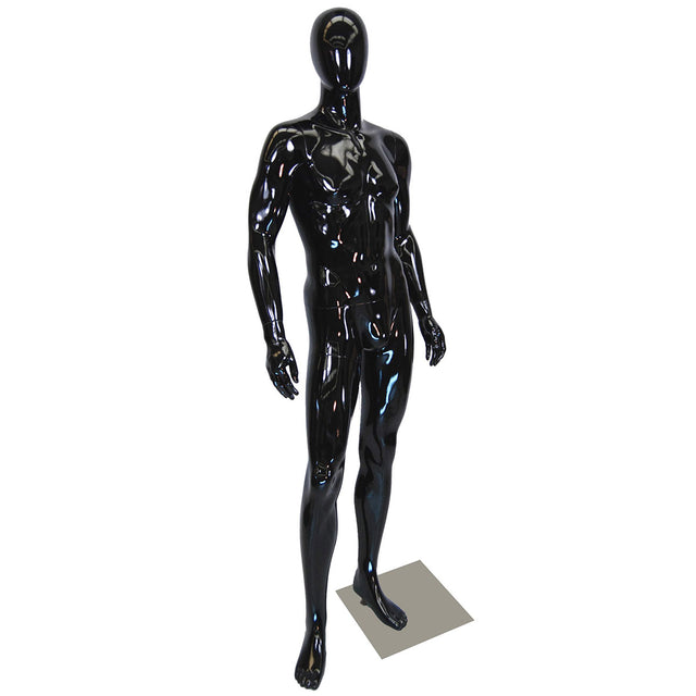 SDMD-GM53BK - Egghead Male Mannequin (Satin / Glossy Black)