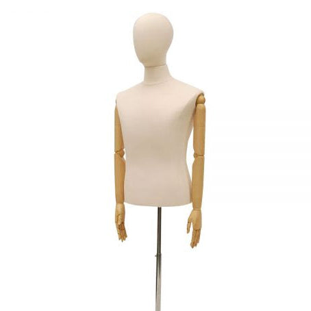 Male Hard Foam Dress Form with Arms + Metal Base