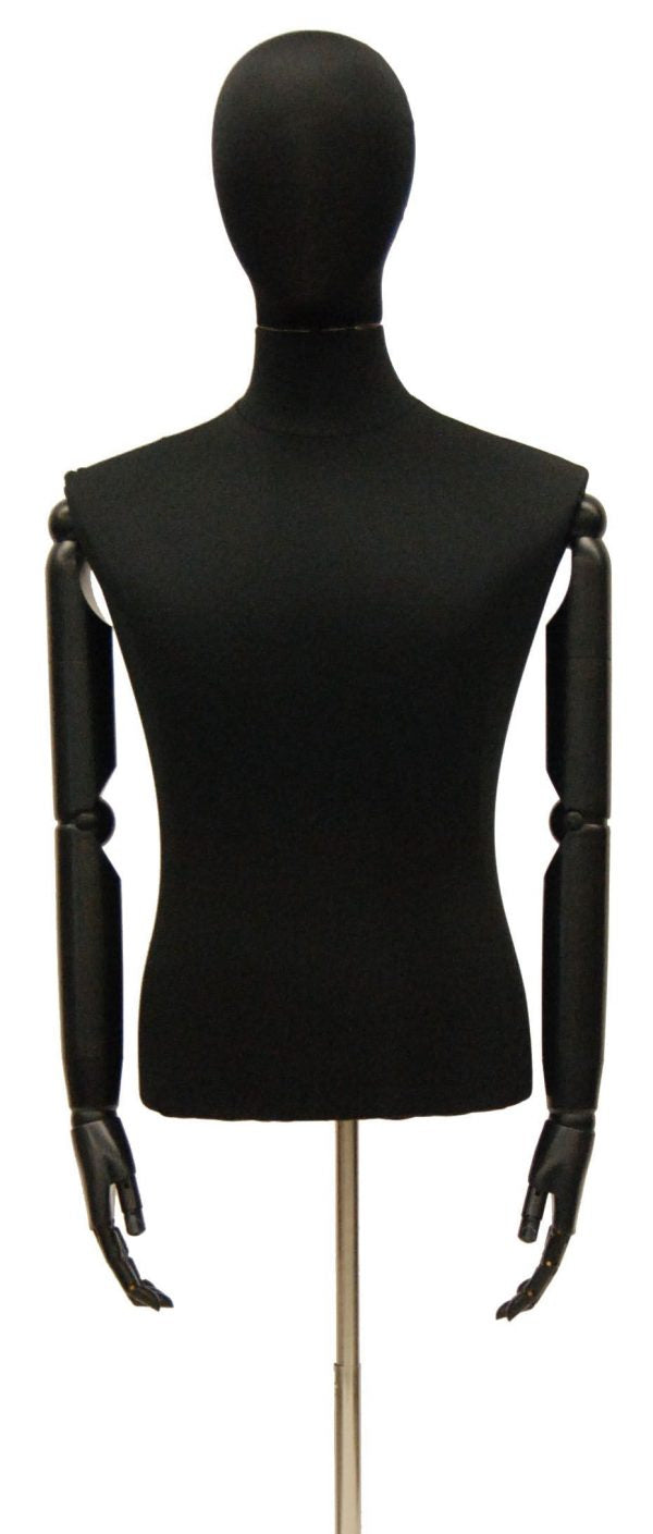 Male Hard Foam Dress Form with Arms + Metal Base