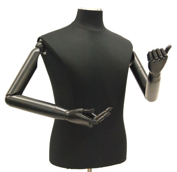 Male Hard Foam Dress Form with Arms + Metal Base