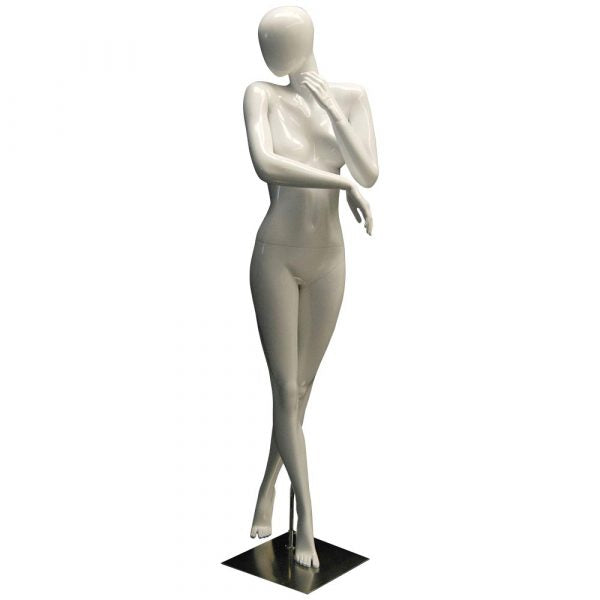 SDMD-C5/ Mannequin tête d'œuf blanc brillant
