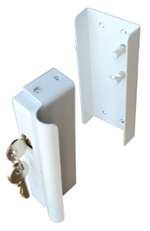 Serrure à claquer pour portail pliant noir et blanc