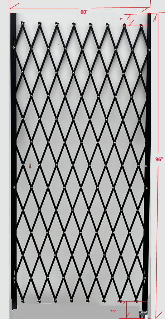 Folding Security Gate - 96" H x 60" to 120" W | Black and White