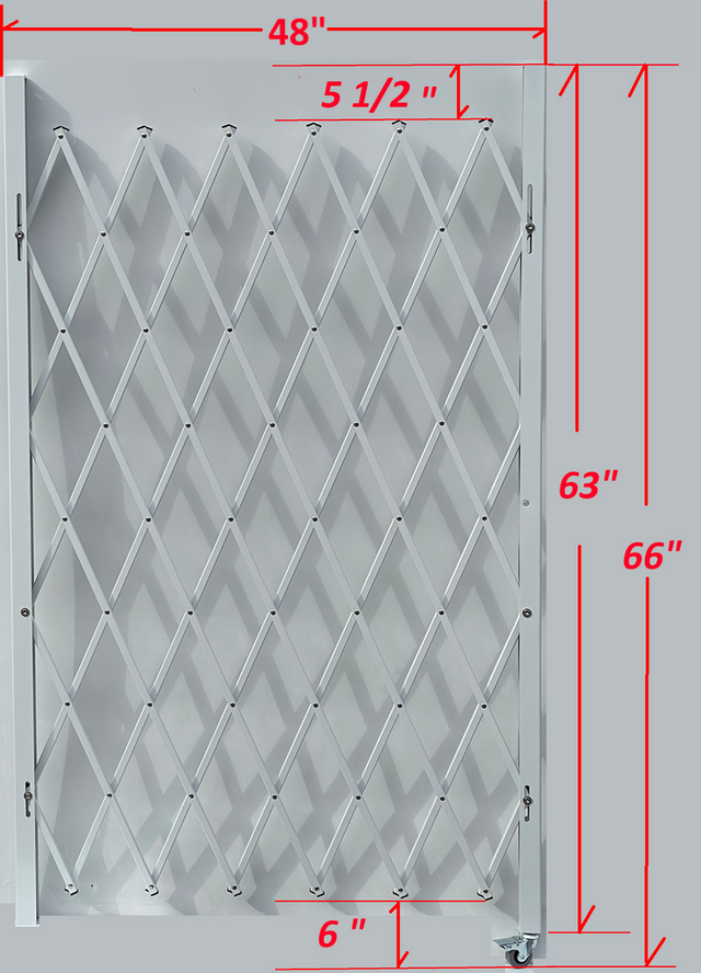 Folding Security Gate - 66" H x 48" to 90" W | Black or White