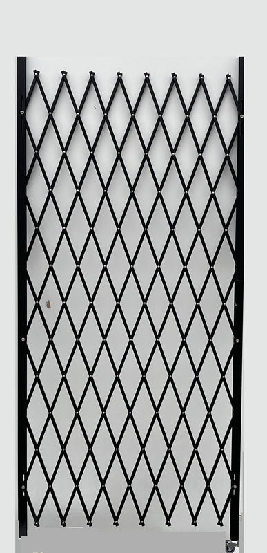 Folding Security Gate - 96" H x 60" to 120" W | Black and White