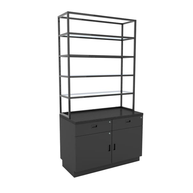 Deluxe Cash Wrap Retail Counter Storage Unit With Glass Shelving Kit