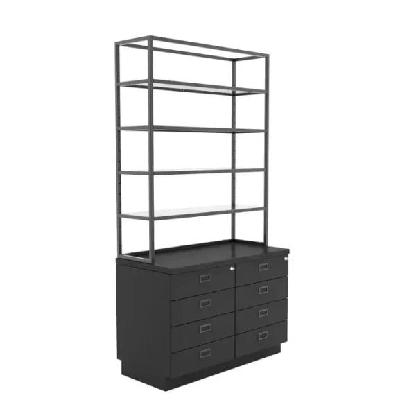 Deluxe Cash Wrap Retail Counter Drawer Unit w/ Retail Shelving Unit