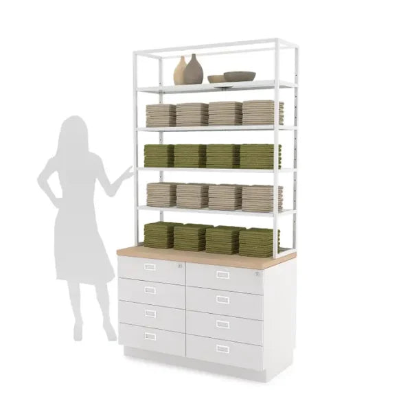 Deluxe Cash Wrap Retail Counter Drawer Unit w/ Retail Shelving Unit