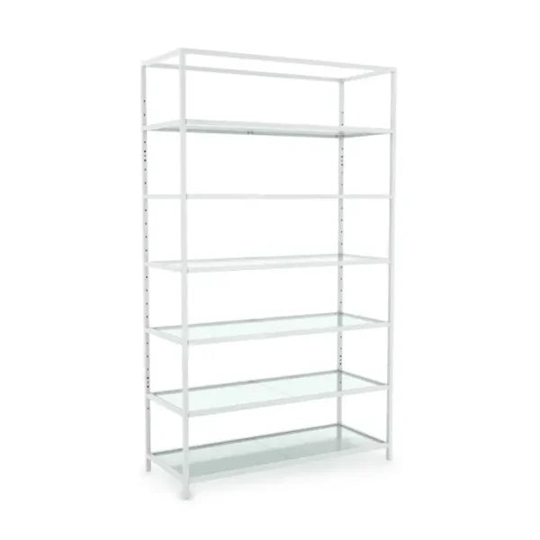 Freestanding Retail Shelf Merchandiser w/ Adjustable Glass Shelves