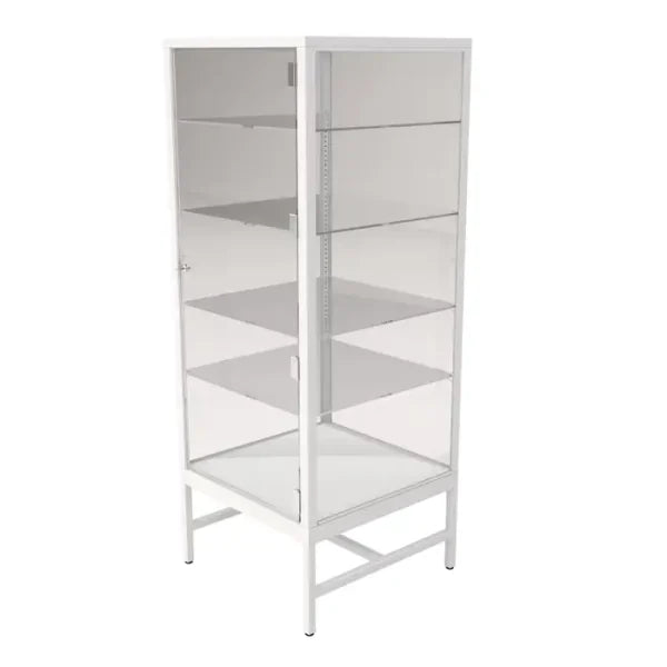 Glass Showcase Tower w/4 Adjustable Glass Shelves