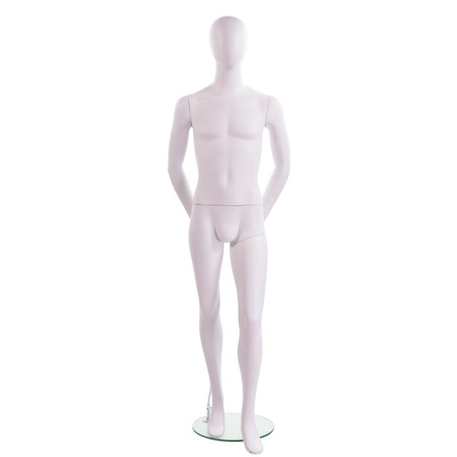 Male Mannequin - Oval HEAD, Arms Behind Back