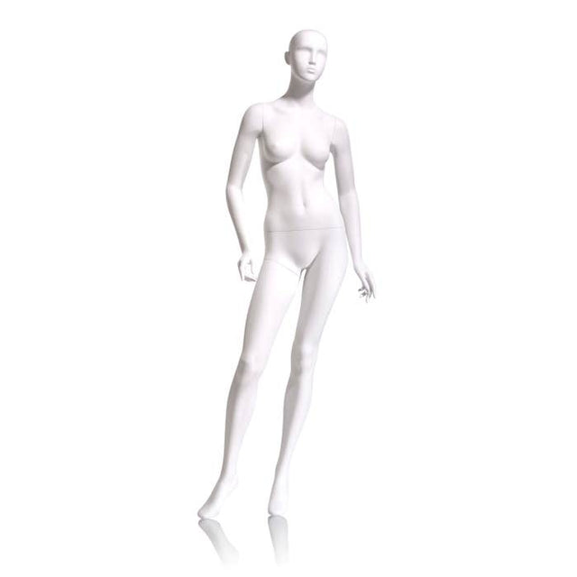 Female Mannequin - Abstract HEAD, Arms Slightly BENT, Turned at WAIST, Right Leg Forward