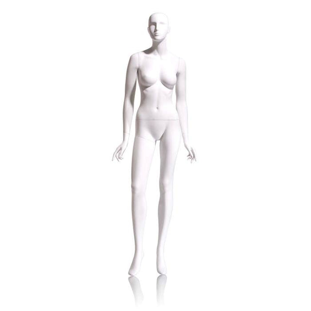 Female Mannequin - Abstract HEAD, Arms by SIDE, Right Leg Slightly Forward