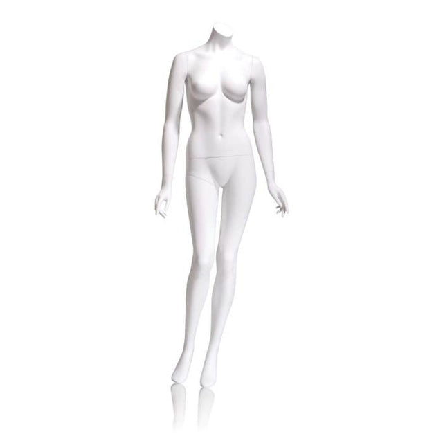 Female Mannequin - HEADLESS, Arms by SIDE, Right Leg Slightly Bent