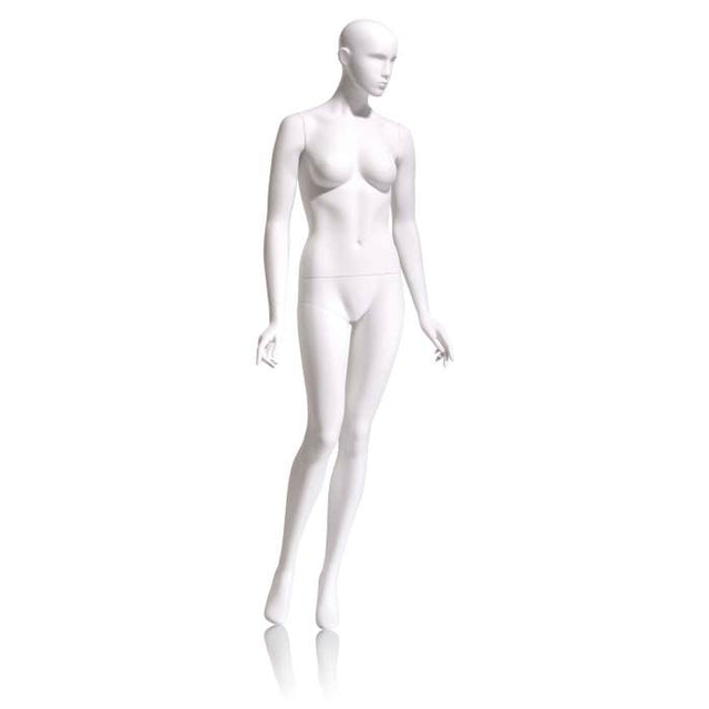 Female Mannequin - Abstract HEAD, Arms by SIDE, Right Leg Slightly Bent