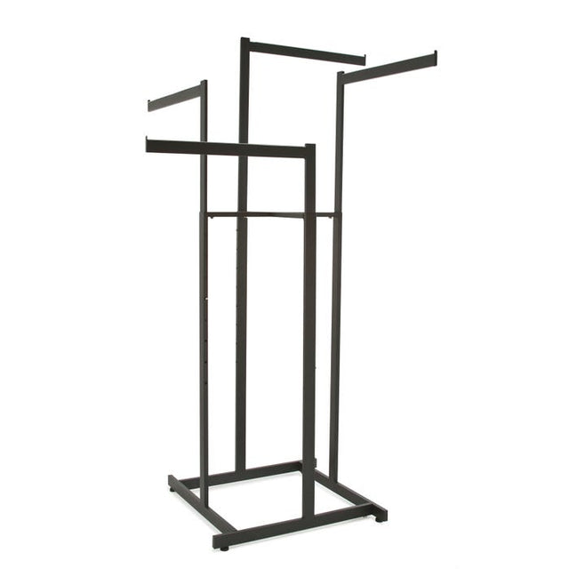 4-Way High Capacity Garment Rack With Straight Arms - Rectangular Tubing Uprights