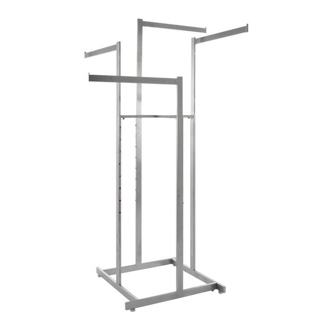 4-Way High Capacity Garment Rack With Straight Arms - Rectangular Tubing Uprights
