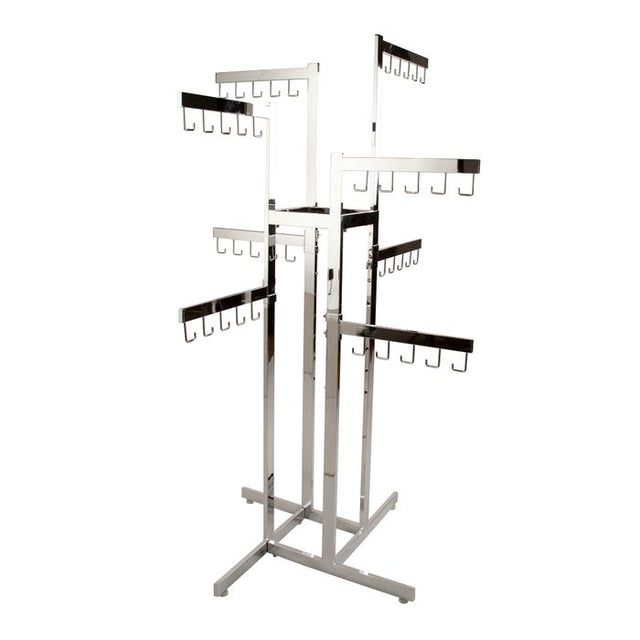4-Way Handbag Rack W/ 4 Straight Arms and 4 Twist-on Straight Arms - Rectangular Tubing