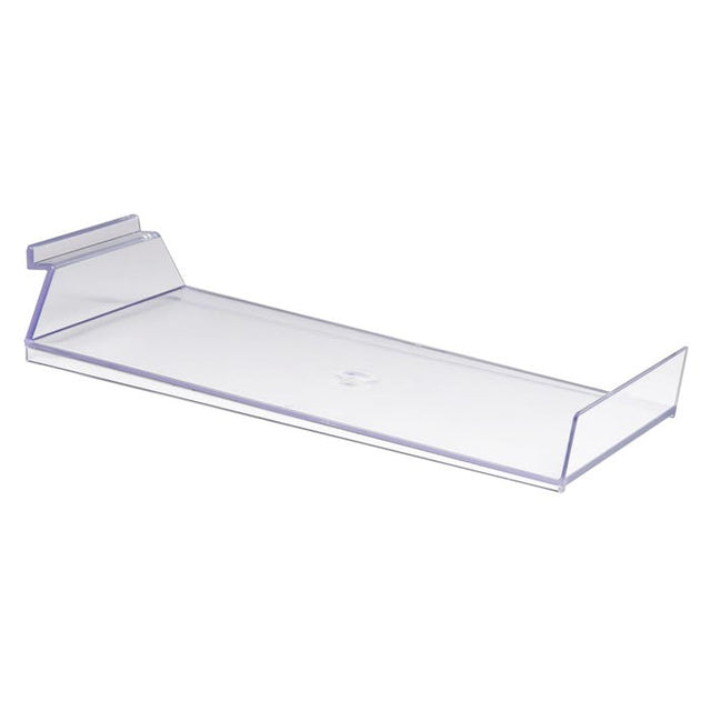 6-1/2" X 12" Slanted Cap Shelf With Front Lip for Slatwall Displays - Clear Acrylic