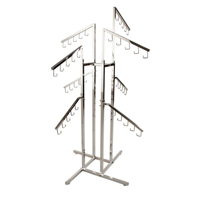 4-Way Handbag Rack W/ 4 Slant Arms and 4 Twist-on Slant Arms - Square Tubing
