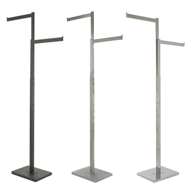 2-WAY Garment Rack With Straight Arms - Rectangular Tubing Uprights