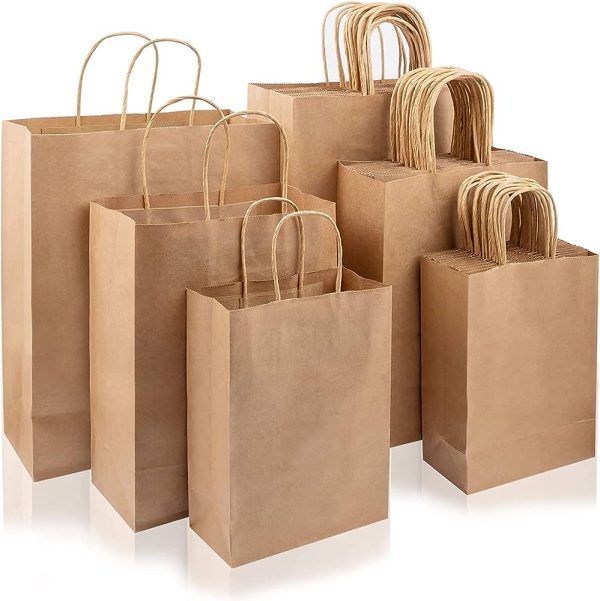 Recycled Kraft Paper Bags With Handles Natural