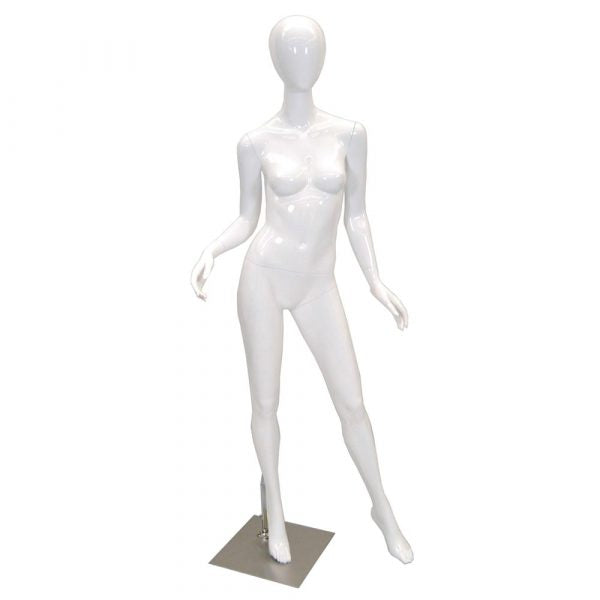 SDMDA2W1S/ Mannequin femme tête d'œuf blanc brillant