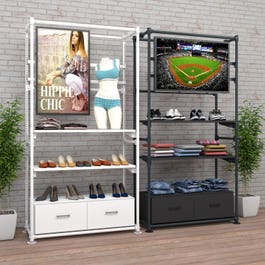 Pipeline Freestanding Kit With Tv Display MOUNT, Two Shelves and Drawers