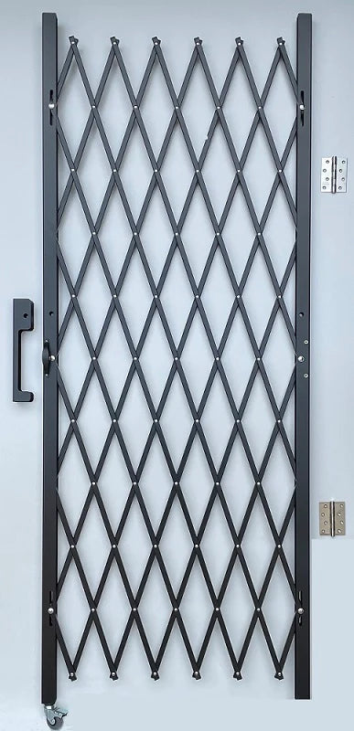 Folding Security Gate - 81" H x 38" to 110" W | Black and White