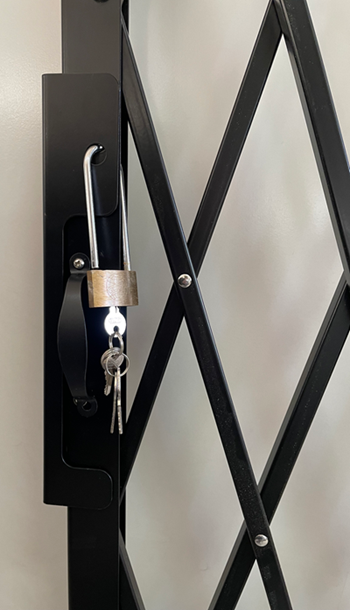 Folding Security Gate - 66" H x 48" to 90" W | Black or White