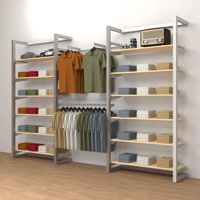 Double Alta Wall Unit With Double Shelving & Hanging Retail Display Kit 8
