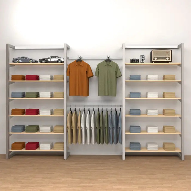 Double Alta Wall Unit With Double Shelving & Hanging Retail Display Kit 8