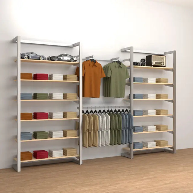 Double Alta Wall Unit With Double Shelving & Hanging Retail Display Kit 8