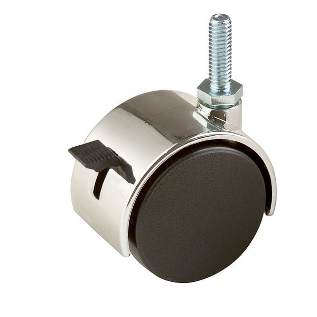 2" Plastic Twin Wheel Caster W/ Locking Brake W/ 1" Stem