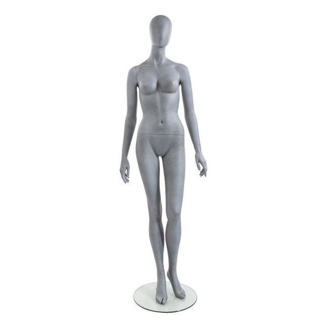 Female Mannequin - Oval HEAD, Arms at SIDE, Left Leg Slightly Bent