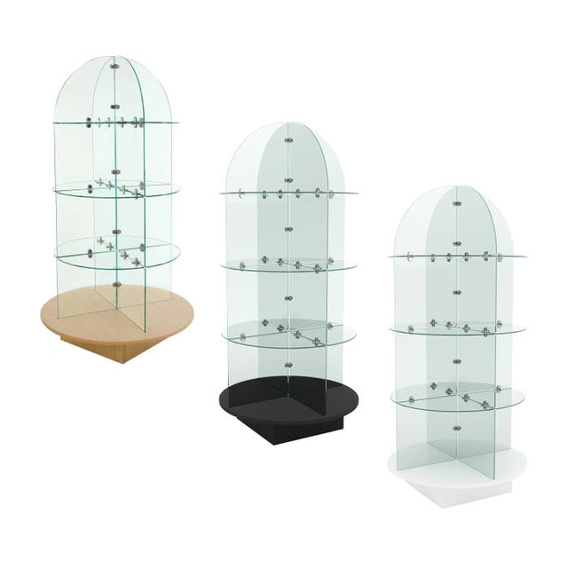 Rotating Glass Merchandiser With Round Base