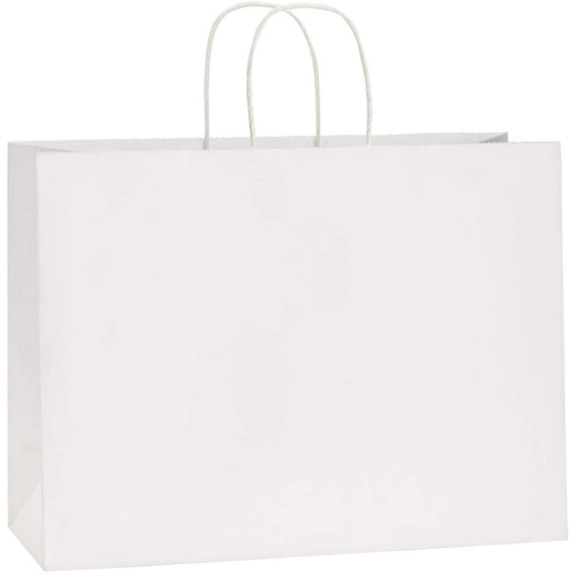 Recycled Kraft Paper Bags Twisted Paper Handles White