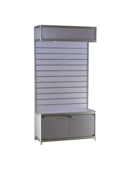 SDLCSLWC-Aluminum Slatwall Display Cabinet w/Storage