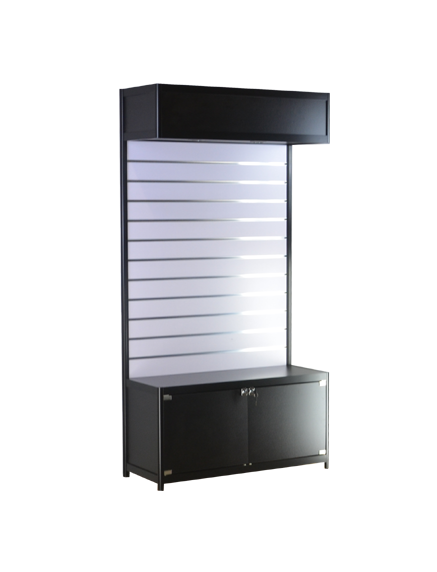 SDLCSLWC-Aluminum Slatwall Display Cabinet w/Storage