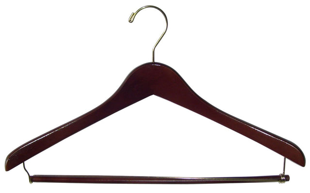 17" Flat Wooden Suit Hanger with Clips or Bar