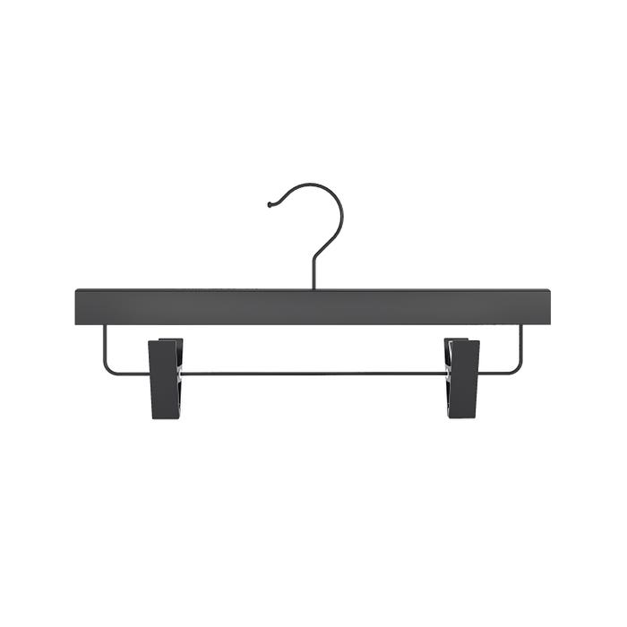 14" Long Wooden Pant & Skirt Hanger With Clips - Black or White