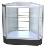 SDAL9 - Vitrine d'angle hexagonale en verre avec cadre en aluminium