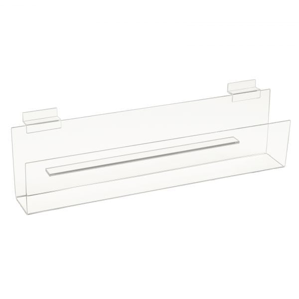 ACRYLIC GREETING CARD SHELF WITH 3" LIP FOR SLATWALL