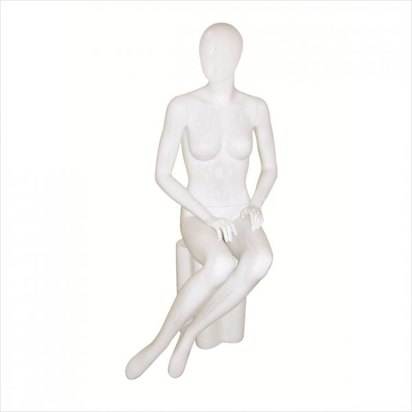 SDMICHELLE5 B/W – Female Sitting Mannequin (Glossy Black or Glossy White)